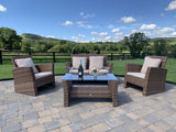 Santorini - 4 Seater Rattan Garden Furniture Set with Glass Top Coffee Table