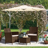 Siena - 3 Piece Rattan Bistro Garden Furniture Set with Glass Top Coffee Table
