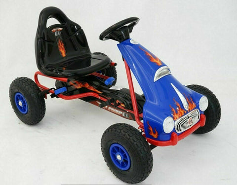 Prince - Rubber Wheel Pedal Go Kart / Cart - Blue - 3-8 Years